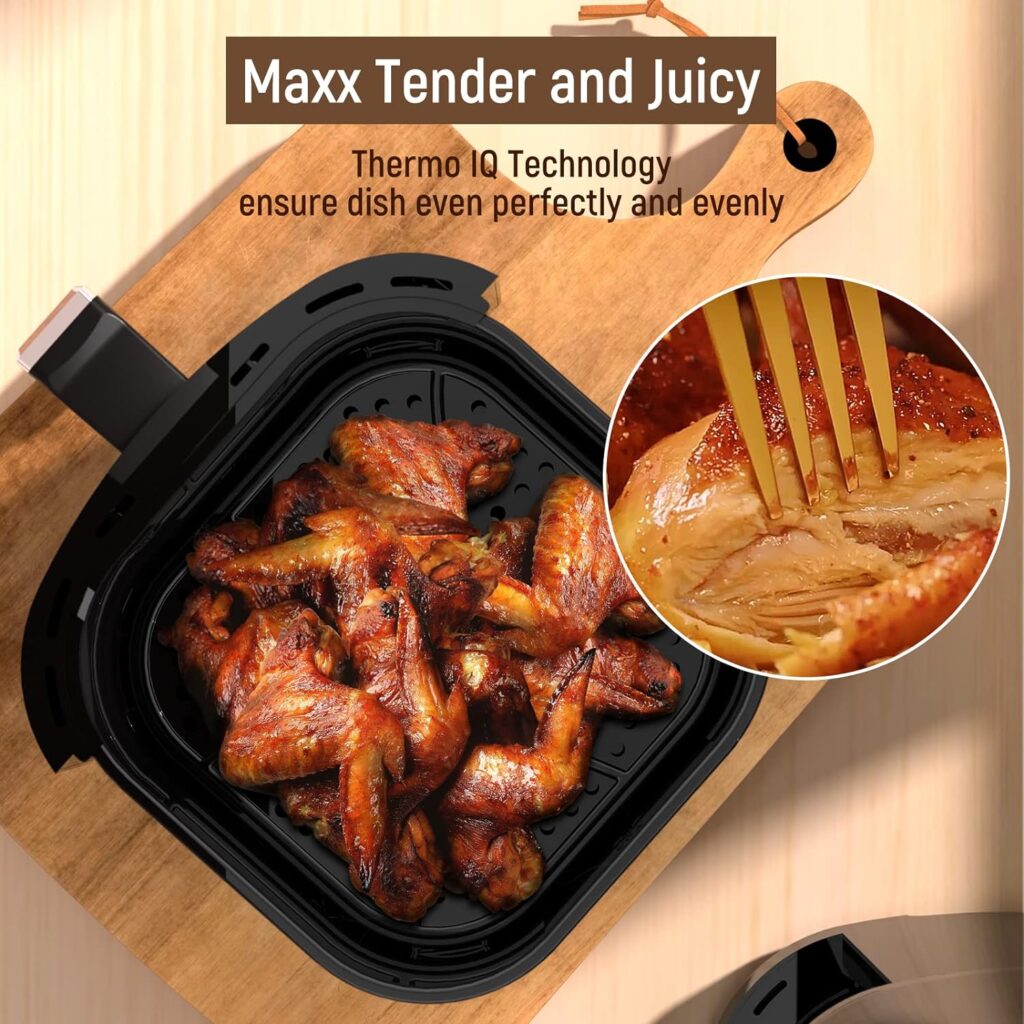 Air Fryer, Fabuletta 9 Customizable Smart Cooking Programs Compact 4QT Air Fryers, Shake Reminder, 450°F Digital Airfryer,Tempered Glass Display, Dishwasher-Safe, Fit for 2-4 People