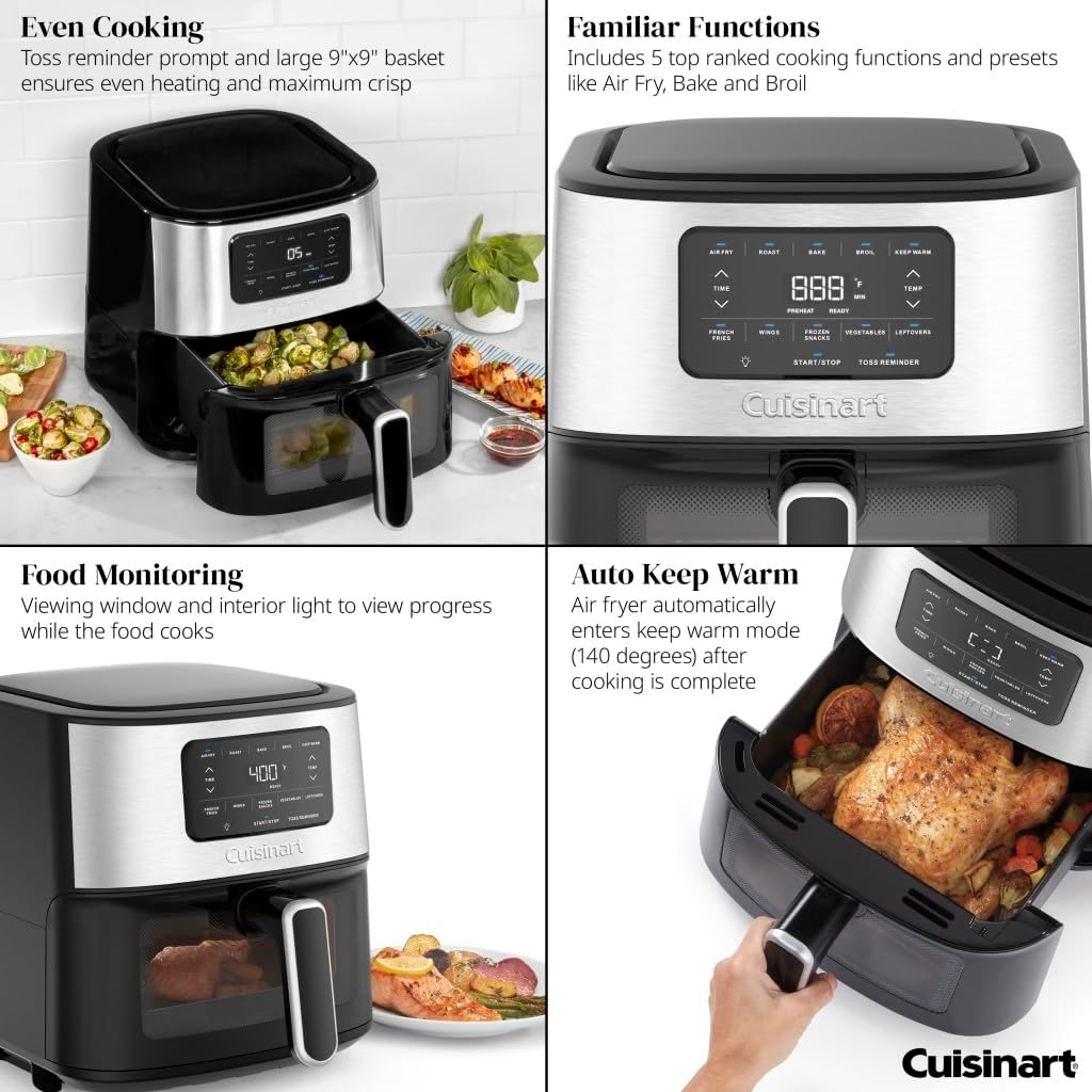 Cuisinart Airfryer, 6-Qt Basket Air Fryer Oven that Roasts, Bakes, Broils  Air Frys Quick  Easy Meals - Digital Display with 5 Presets, Non Stick  Dishwasher Safe, AIR-200