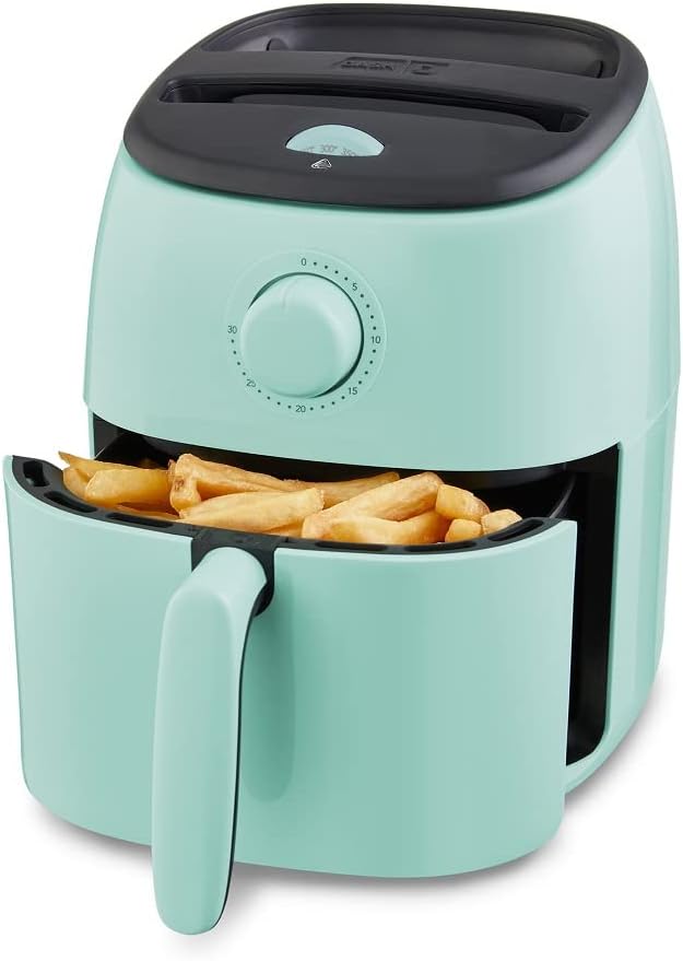 DASH Tasti-Crisp™ Electric Air Fryer Oven Cooker with Temperature Control, Non-Stick Fry Basket, Recipe Guide + Auto Shut Off Feature, 1000-Watt, 2.6Qt, Aqua