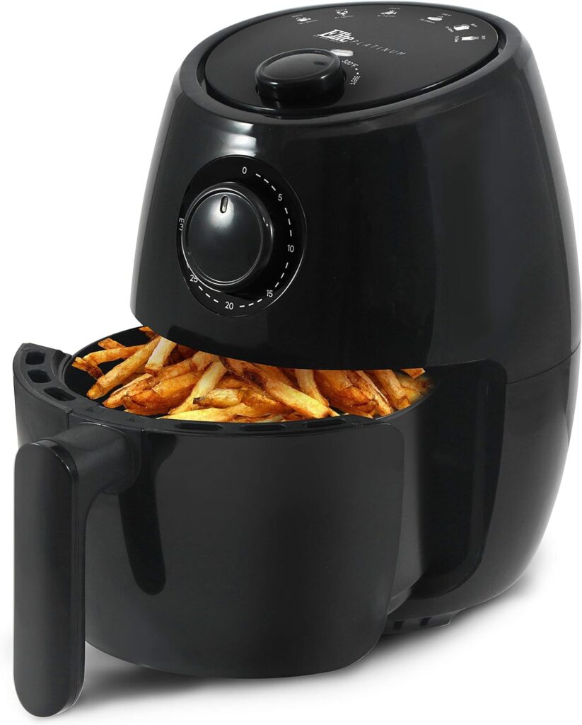 Elite Gourmet EAF-3218 Personal 1.1Qt. Compact Space Saving Electric Hot Air Fryer Oil-Less Healthy Cooker, Timer  Temperature Controls