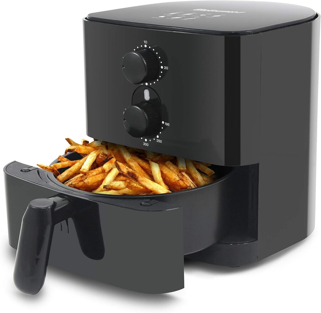 Elite Gourmet EAF-3218 Personal 1.1Qt. Compact Space Saving Electric Hot Air Fryer Oil-Less Healthy Cooker, Timer  Temperature Controls