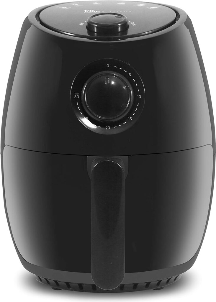 Elite Gourmet EAF-3218 Personal 1.1Qt. Compact Space Saving Electric Hot Air Fryer Oil-Less Healthy Cooker, Timer  Temperature Controls