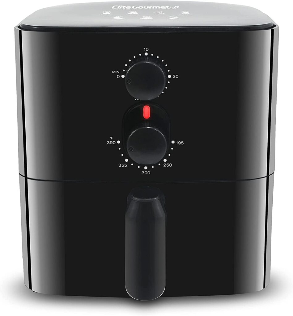 Elite Gourmet EAF-3218 Personal 1.1Qt. Compact Space Saving Electric Hot Air Fryer Oil-Less Healthy Cooker, Timer  Temperature Controls