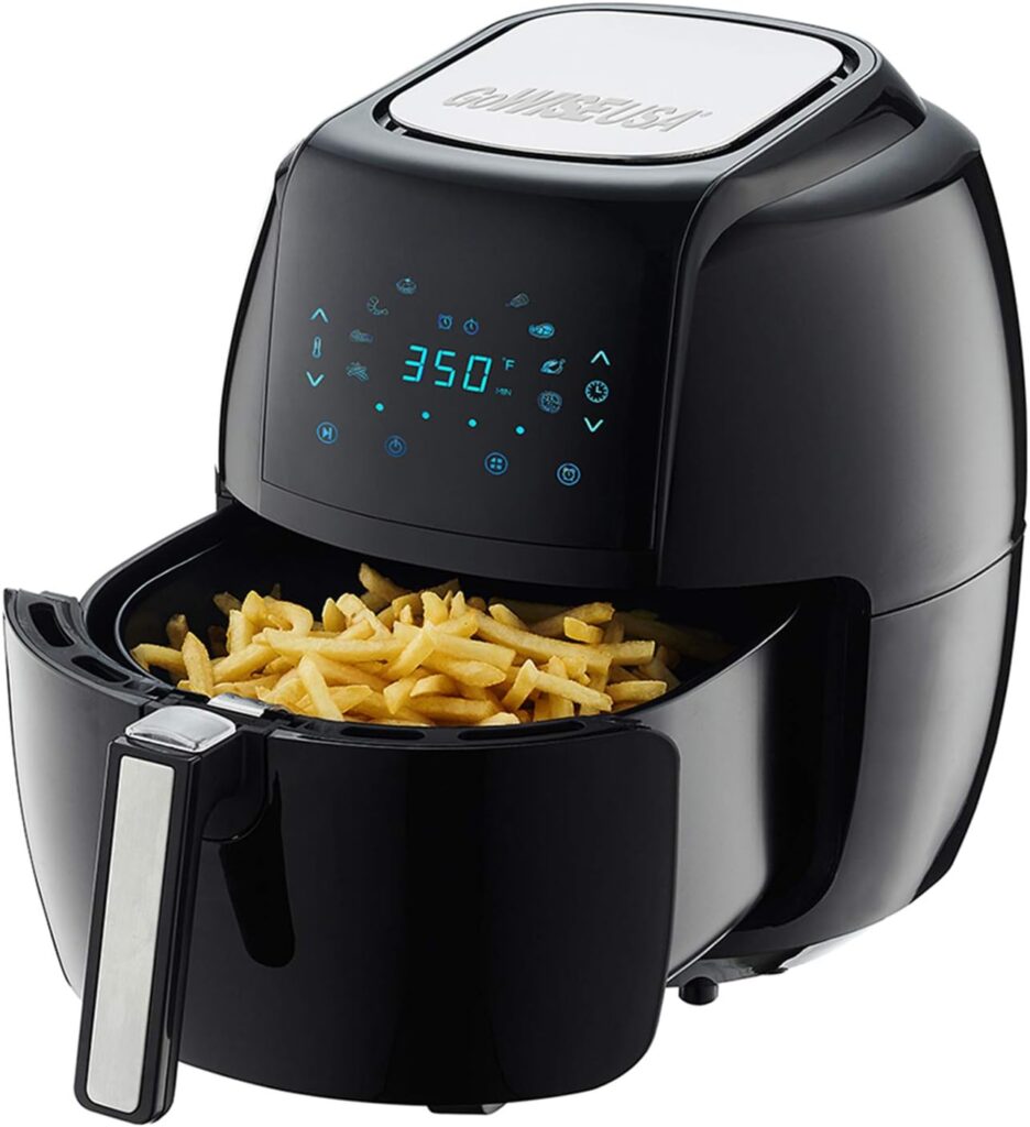 GoWISE USA 1700-Watt 5.8-QT 8-in-1 Digital Air Fryer with Recipe Book, Black