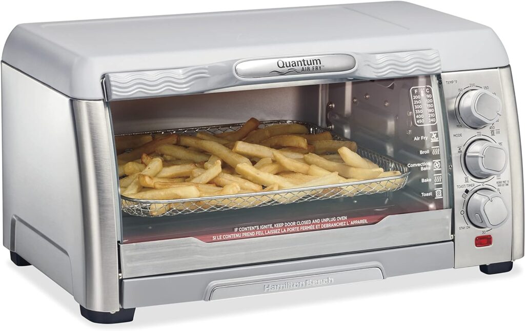 Hamilton Beach Quantum Toaster Oven Air Fryer Combo With Large Capacity, Fits 6 Slices Or 12” Pizza, 5 Functions for Convection, Bake, Broil, Stainless Steel (31350)