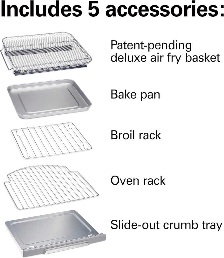 Hamilton Beach Quantum Toaster Oven Air Fryer Combo With Large Capacity, Fits 6 Slices Or 12” Pizza, 5 Functions for Convection, Bake, Broil, Stainless Steel (31350)