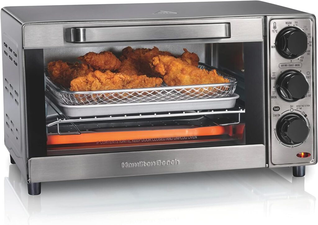 Hamilton Beach Sure-Crisp Toaster Oven Air Fryer Combo, Fits 9” Pizza, 4 Slice Capacity, Powerful Circulation, Auto Shutoff, Stainless Steel (31403)