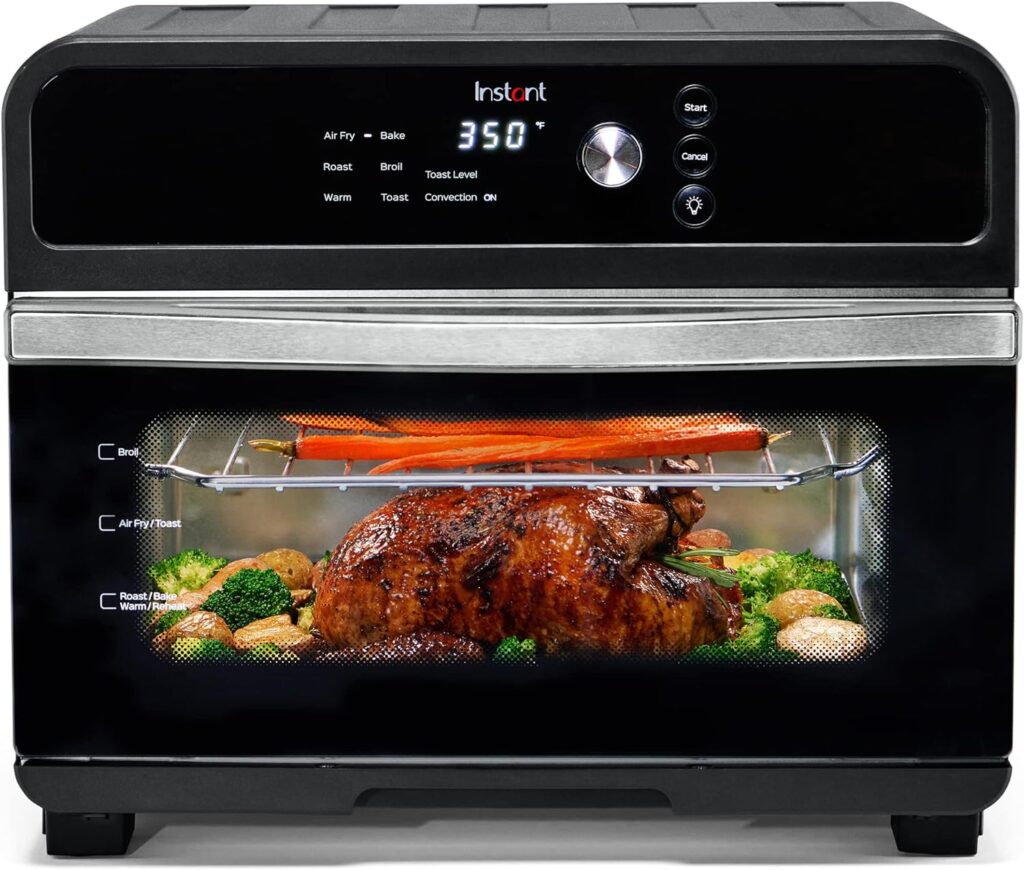 Instant Omni Air Fryer Toaster Oven Combo 19 QT/18L, From the Makers of Instant Pot, 7-in-1 Functions, Fits a 12 Pizza Oven, 6 Slices of Bread, App with Over 100 Recipes, Black Finish