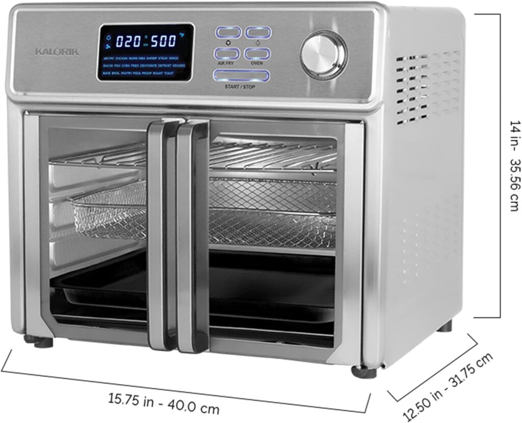 Kalorik® MAXX® Digital Air Fryer Oven, 26 Quart, 10-in-1 Countertop Toaster Oven  Air Fryer Combo-21 Presets up to 500 degrees, Includes 9 Accessories  Cookbook