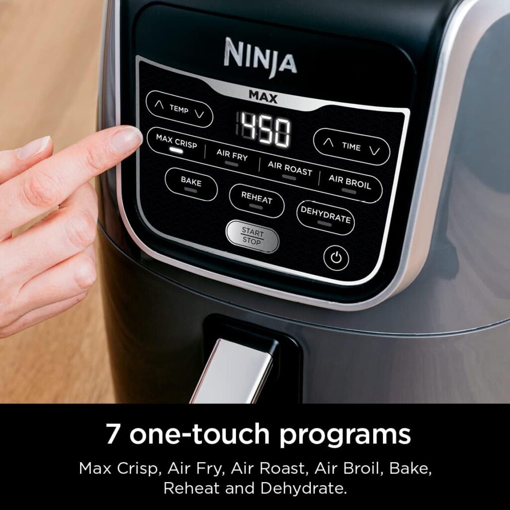 Ninja AF161 Max XL Air Fryer that Cooks, Crisps, Roasts, Bakes, Reheats and Dehydrates, with 5.5 Quart Capacity, and a High Gloss Finish, Grey