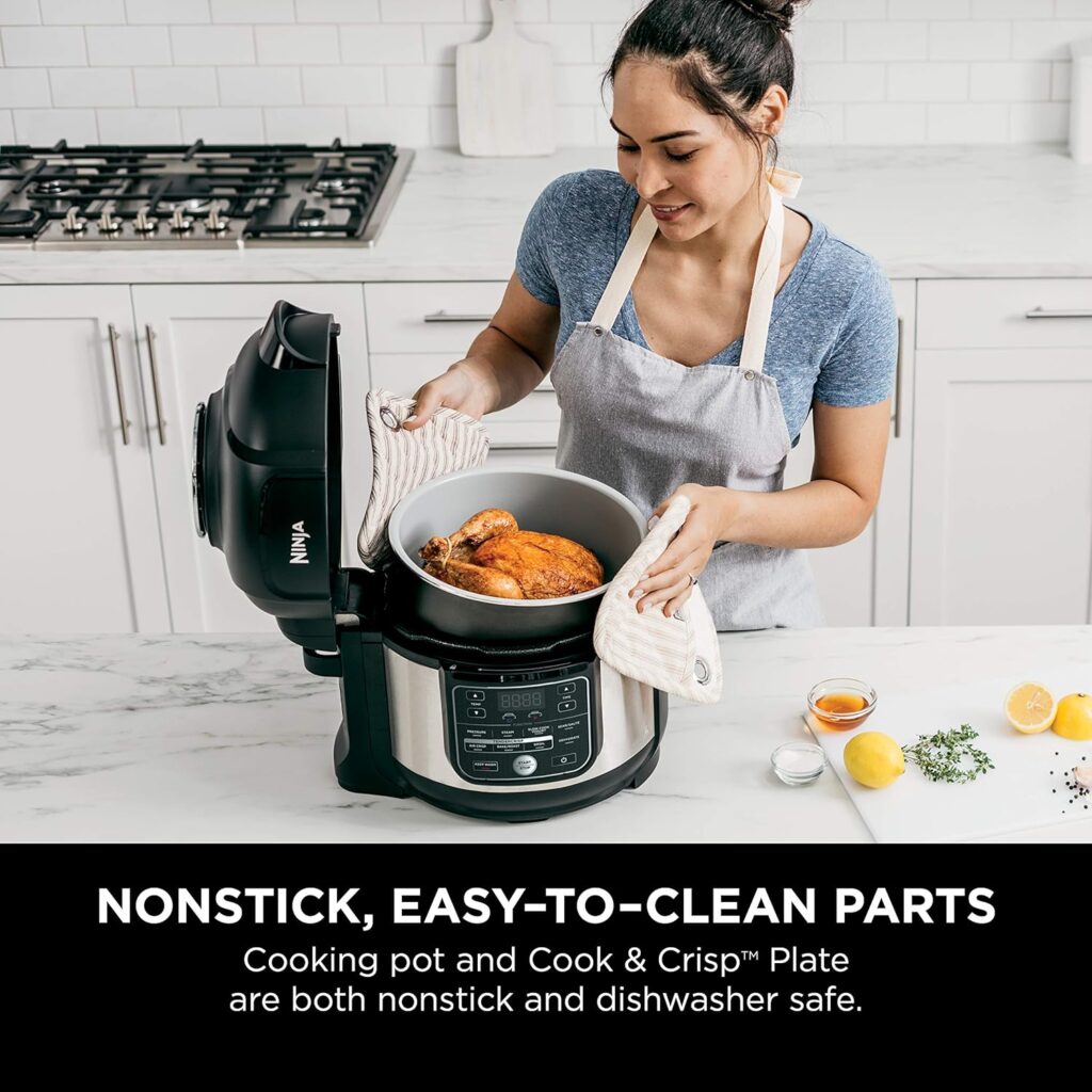 Ninja FD401 Foodi 12-in-1 Deluxe XL 8 qt. Pressure Cooker  Air Fryer that Steams, Slow Cooks, Sears, Sautés, Dehydrates  More, with 5 qt. Crisper Basket, Deluxe Reversible Rack  Recipe Book, Silver