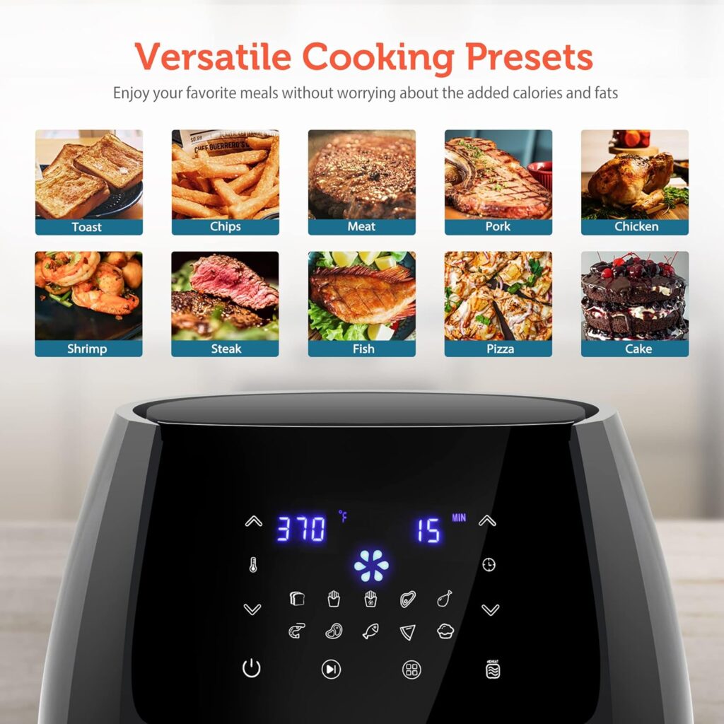 Ultrean 5.8 Quart Air Fryer, Large Family Size Electric Hot Air Fryers Oilless Cooker with 10 Presets, Digital LCD Touch Screen, Nonstick Basket, 1700W, UL Listed (Green)