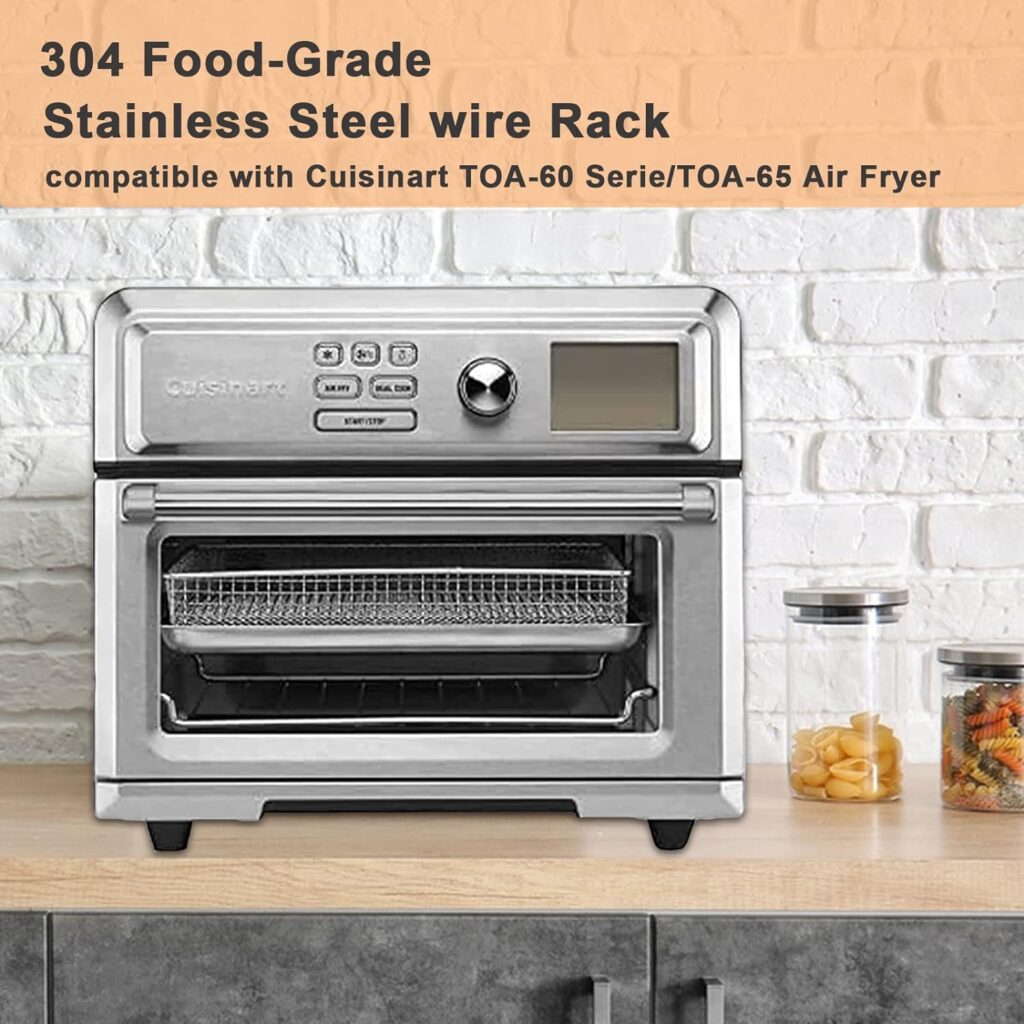 Air Fryer Basket, Air Fryer Basket for Oven,Compatible with Cuisinart TOA-60 Serie/TOA-65 Air Fryer,Food-Grade Air Fryer Stainless Steel Basket, Cooking and Baking for Convection Toaster Oven