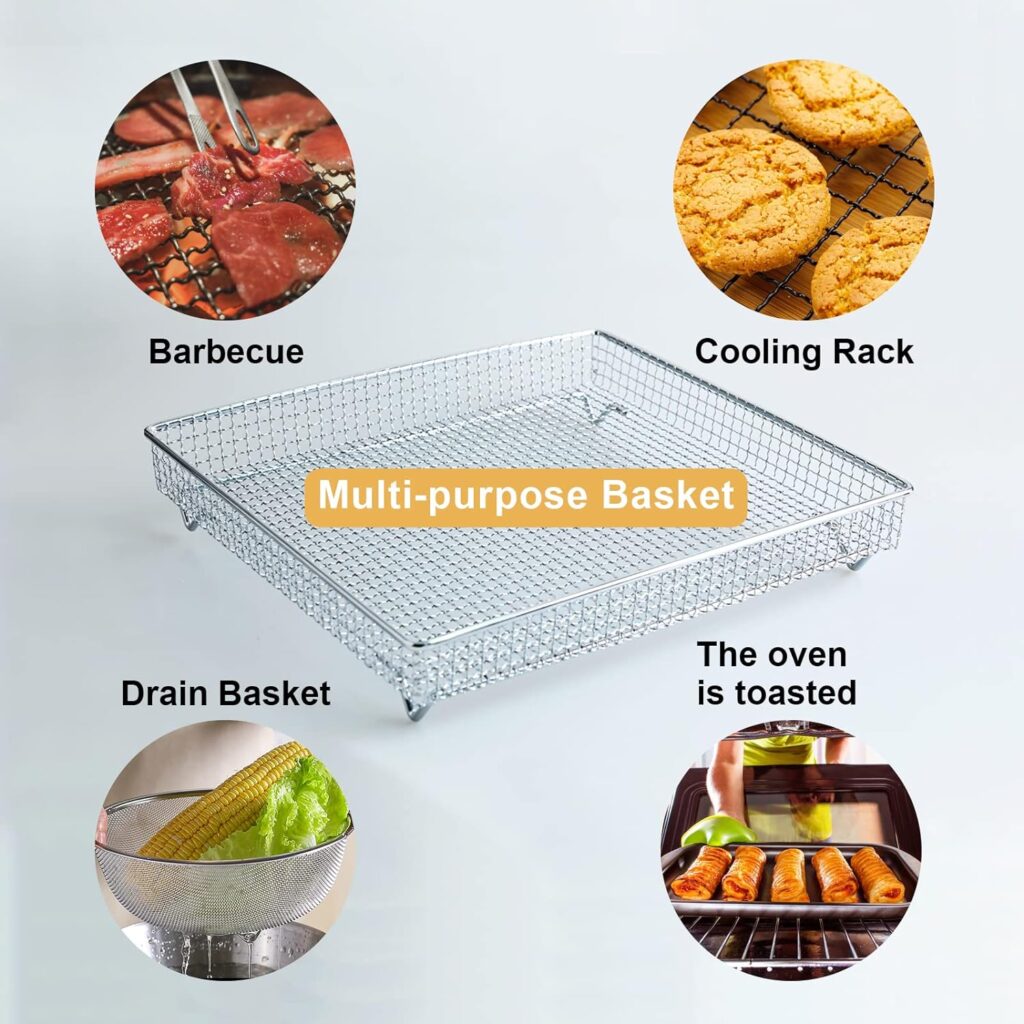 Air Fryer Basket, Air Fryer Basket for Oven,Compatible with Cuisinart TOA-60 Serie/TOA-65 Air Fryer,Food-Grade Air Fryer Stainless Steel Basket, Cooking and Baking for Convection Toaster Oven