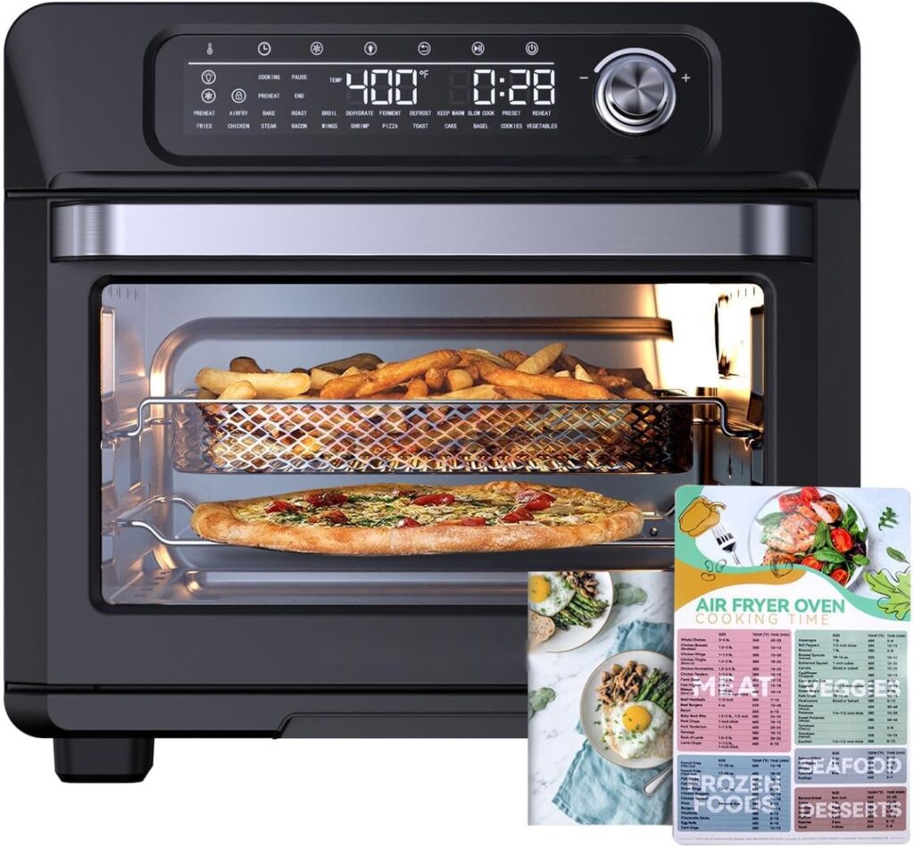 Air Fryer Toaster Oven, SWIPESMITH 24-in-1 Convection Air fryer, 26-QT XL Capacity, Digital Countertop Oven with 100 Recipes, Accessories, Touch Control, 1700W