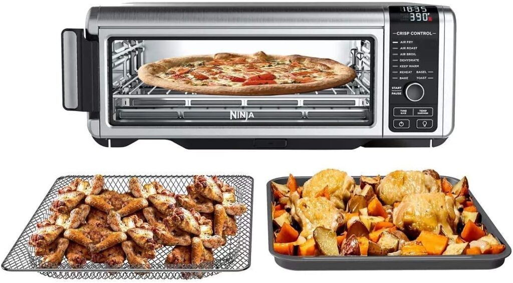 Ninja FT102CO Foodi 9-in-1 Digital Air Fry Oven, Air Roast/ Broil, Bake, Bagel, Toast, Dehydrate, Keep Warm, and Reheat, Stainless Steel (Renewed)