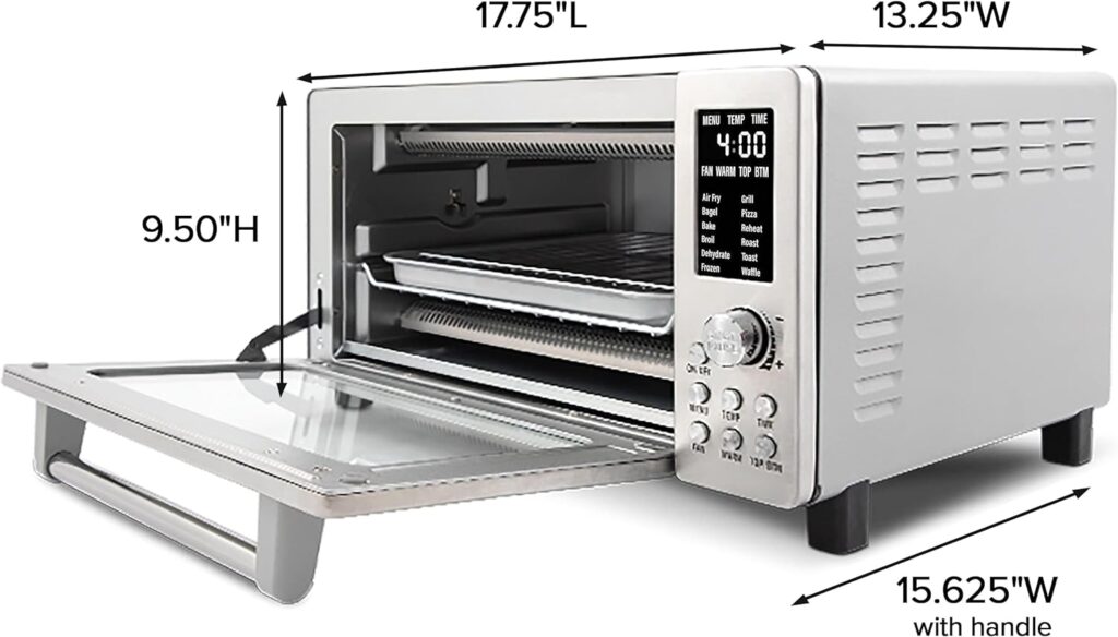 Nuwave Bravo 12-in-1 Digital Toaster Oven, Countertop Convection Oven  Air Fryer Combo, 1800 Watts, 21-Qt Capacity, 50°-450°F Temp Controls, Dual Zone Surround Cooking, Linear T Technology, SS Look