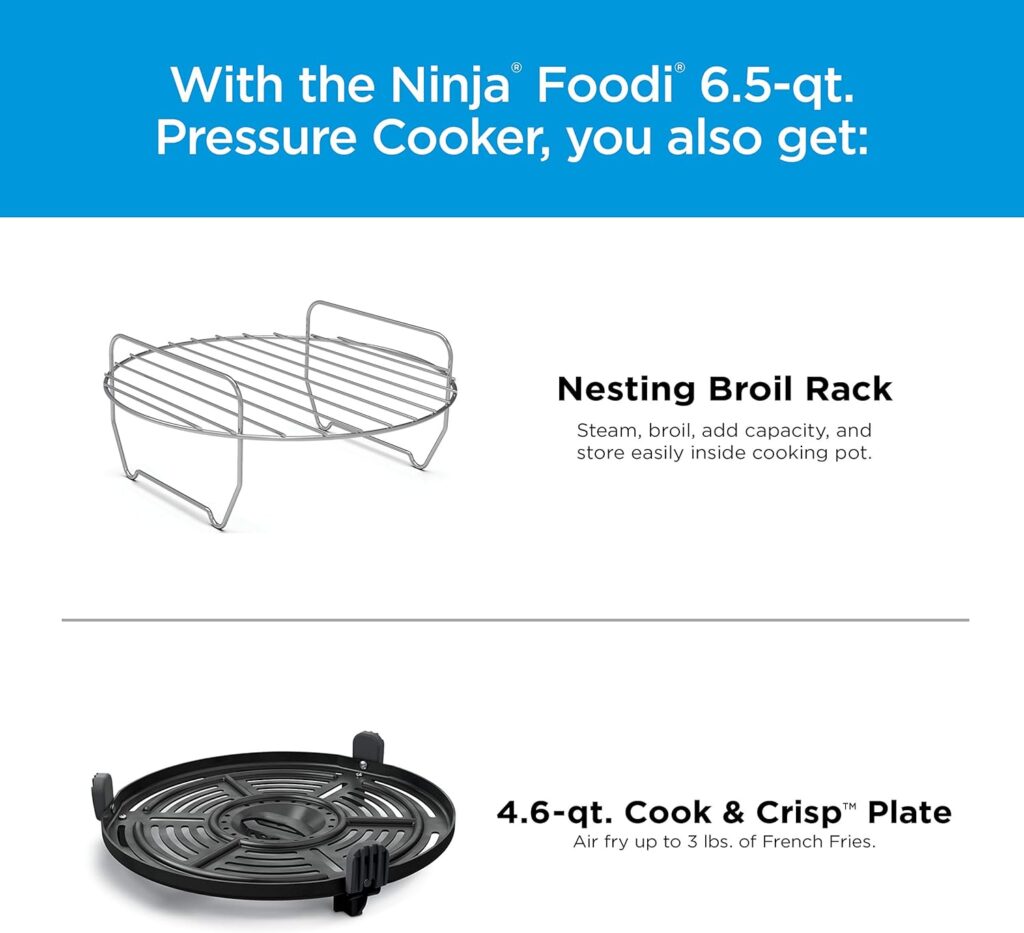 Ninja FD401 Foodi 12-in-1 Deluxe XL 8 qt. Pressure Cooker Air Fryer that Steams, Slow Cooks, Sears, Sautés, Dehydrates More, with 5 qt. Crisper Basket, Reversible Rack Recipe Book, Silver