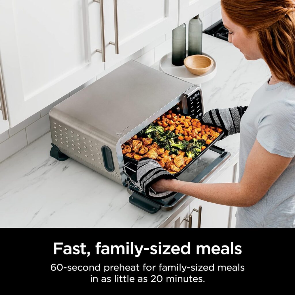 Ninja SP101 Digital Air Fry Countertop Oven with 8-in-1 Functionality, Flip Up  Away Capability for Storage Space, with Air Fry Basket, Wire Rack  Crumb Tray, Silver