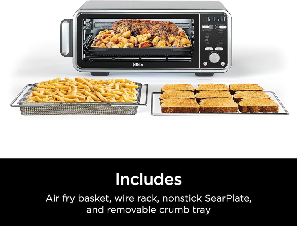 Ninja SP101 Digital Air Fry Countertop Oven with 8-in-1 Functionality, Flip Up  Away Capability for Storage Space, with Air Fry Basket, Wire Rack  Crumb Tray, Silver