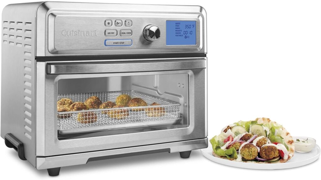 Cuisinart Air Fryer Toaster Oven, Digital Display, Digital 1800 Watt, Adjustable Temperature and Controls, Stainless Steel, TOA-65,Silver