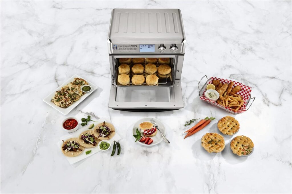 Cuisinart Air Fryer Toaster Oven, Digital Display, Digital 1800 Watt, Adjustable Temperature and Controls, Stainless Steel, TOA-65,Silver