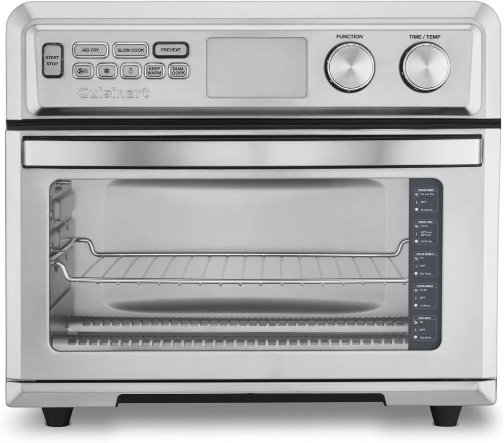 Cuisinart Air Fryer Toaster Oven, Digital Display, Digital 1800 Watt, Adjustable Temperature and Controls, Stainless Steel, TOA-65,Silver