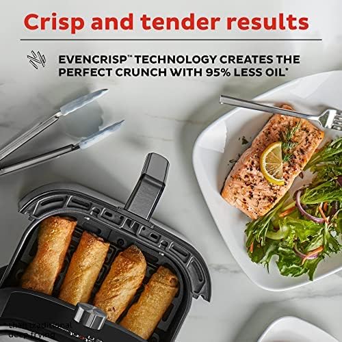 Instant Vortex Plus 6QT XL Air Fryer, 6-in-1, Broils, Dehydrates, Crisps, Roasts, Reheats, Bakes for Quick Easy Meals, 100+ In-App Recipes, Dishwasher-Safe, from the Makers of Instant Pot, Black